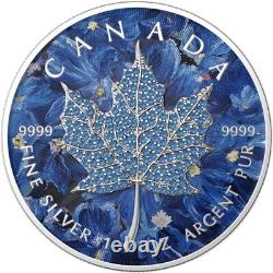 1 Oz Silver Coin 2022 Canada 5 $ Saisons Feuille D'érable Février Insert Bejeweled