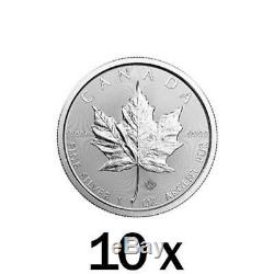 10 Oz 10 X 1 Oz 2019 Argent Feuille D'érable Coin Mrc. 9999 Ag