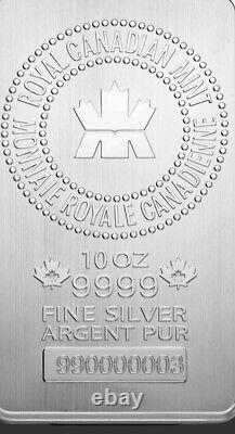 10 Oz. Barre Royale D'argent De La Monnaie Canadienne