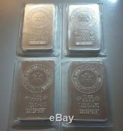 10 Oz Monnaie Royale Canadienne. 9999 Silver Fine Bars Lot De 4 Consécutifs 40 Onces Troy