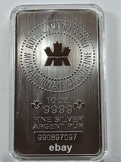 10 Oz Silver Bar Royal Canadian Mint 9999 Fine Avec Capsule Rcm 10 Oz Silver