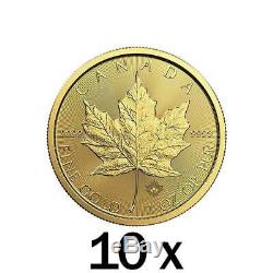 10 X 1 Oz D'or 2019 Feuille D'érable Monnaie Royale Canadienne Mrc