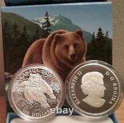 $100 2014 Grizzly Bear 1oz Pure Silver Proof Coin Canada