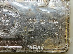 100 Oz Troy Silver Bar Monnaie Royale Canadienne Rcm 999+ En Argent Fin Vintage Bar