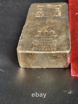 100 oz Barre d'Argent Fine .999+ Ancienne de la Monnaie Royale Canadienne (MRC)
