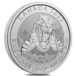 14 pièces Tube 2 oz 2023 RCM Sabre-Tooth Cat Canadian Mint 9999 Pièces en argent fin