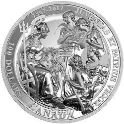 1867-2017 100 $ 10oz Silvercoin Canada Médailles De La Confédération Juventas Patrius Vigor