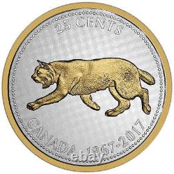 1867-2017 Série 25c Big Coin Bobcat 5oz Pure Silver Coin Royal Canadian Mint