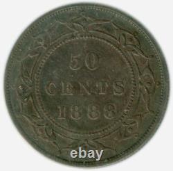1888 Terre-neuve 50¢ Cinquante Cents Pièce Certifiée Et Classée Vf-30 Par L’iccs