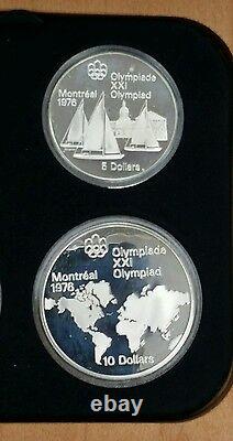 1976 Canada 5 $ - 10 $ Ensemble De Preuve Commémorative Olympique 4 Pièces -925 Argent Sterling