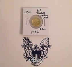 1982 1/10 Oz Canada $ 5 Pièces D'or Maple Leaf Mint Scellé. 999 Or Fin 1ère Année