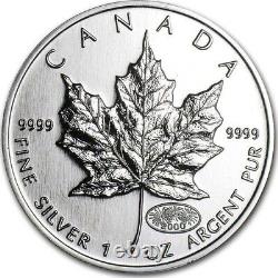 1988 1990-2000 2000 Canada 5 $ Feuille d'érable 1 oz pièce d'argent de 3