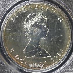 1989 $5 1 Oz Silver Maple Leaf Pcgs Gem Non Circulé Wtc Rétablissement Zéro Au Sol