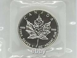1989 Feuille Maple 5 $ Canada 10 Oz Troy Fine Argent Bullion Mrc Seled Pièces X10