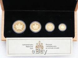 1989, Le Canada Feuille D'érable 10e Anniversaire D'or Proof 4 Set Coin Box Coa