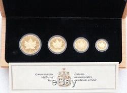 1989, Le Canada Feuille D'érable 10e Anniversaire D'or Proof 4 Set Coin Box Coa