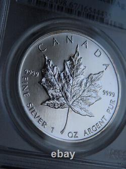 1993 Canada Feuille D'érable S$5 Pcgs Ms67 Argent État De La Menthe De 1 Oz
