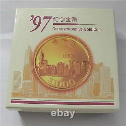 1997 Hong Kong 1000 Dollars Gold Coin Proof 1/2 Oz Retour De Hong Kong En Chine