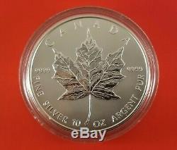 1998 Canada 50 Dollar 10 Feuille D'érable En Argent Ounce Coin. 9999 Pur Capsule