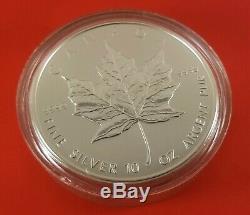 1998 Canada 50 Dollar 10 Feuille D'érable En Argent Ounce Coin. 9999 Pur Capsule