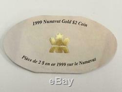 1999 Canada 22k Gold 0,917 $ 2 Dollar Coin Nunavut Preuve Tambour 279 $ + Scrap