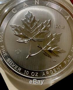 2 2018 Canada 10 Oz Silver Maple Leaf. 9999 Capsule Original Et Toujours Wrap