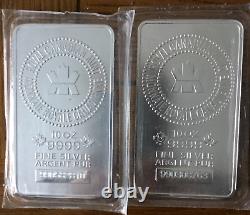 20 Oz Rcm Registered Silver. 9999 Barres (2 X 10 Oz)