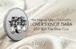 20 $ Pièce D'argent Pur Sa Majesté Les Amoureux De La Reine Elizabeth II Knot Tiara