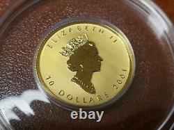 2001 1/4 Oz Or Feuille D’érable Canadienne Hologramme Pièce De Monnaie Basse Menthe Sku-x1091