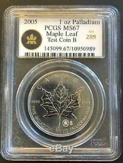 2005 Canada Palladium $ 50 1 Oz Coin Feuille D'érable Test B Pcgs Ms-privy 67 # 209, Rare