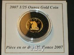 2007 Monnaie Royale Canadienne Loup 1/25 Pièce D'or Pur Dans L'affaire Avec Coa