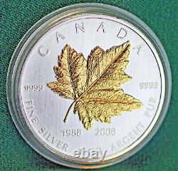 2008 Canada 20e anniversaire de la pièce SML 1998 2008 5 dollars en argent pur