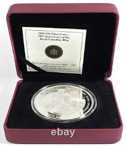 2008 Canada 50 $ 100e anniversaire de la Monnaie royale canadienne, épreuve en argent fin 5 oz n° 19754