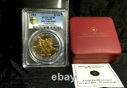 2008 Canada Maple Leaf Pcgs Ms68 Plaqué Or 20e Anniversaire 1 Oz Dorure D’argent