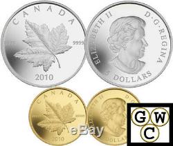 2010 Set 2 Piedfort Coins Reverse-proof 1oz Silver & 1/5 Onces D'or Ml. 9999 (12728) Nt