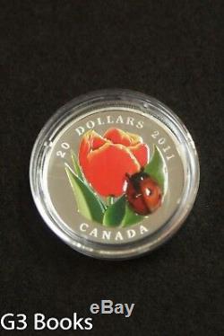 2011 Monnaie Royale Canadienne 20 $ En Argent Fin Coin Tulipe Avec Coccinelle, En Verre De Murano
