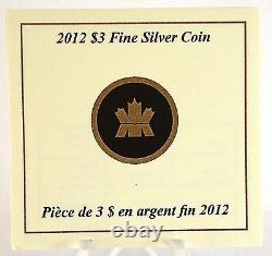 2012 $3 Mars Naissance Pierre Aquamarine Pure Silver Proof Coin, Swarovski Cristal