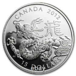 2012 Canada 1 oz Argent $15 Dragon Lunaire (avec boîte et certificat d'authenticité) SKU#65801