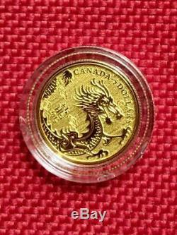 2012 Canada Gold'year Pur Du Calendrier Dragon ' Lunar 5 $ Coin Boxed & Coa