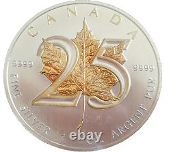 2013 25e Anniversaire 1 Oz Gilded Silver Canadian Maple Collectors Edition