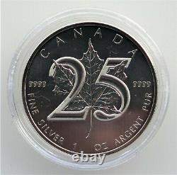 2013 Canada 25th Anniversary (. 9999) Pièces De Monnaie Feuille D’érable Argentées (ensemble Cased)