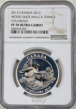 2013 Canada Ducks Of Canada Mallard 10 $ Silver Proof Ngc Pf70 Uc Pop 6