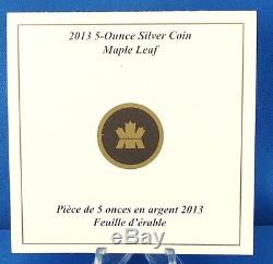 2013 Maple Leaf 5 Oz 50 $ Preuve Argent Pur Inversée 25e Anniversaire, Seulement 2500