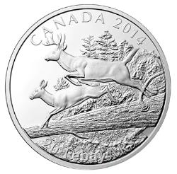 2014 1 Oz Canadian White Tailed Deer'mates'. 999 Pièce De Monnaie Proof En Argent Coa Ogp