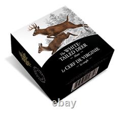 2014 1 Oz Canadian White Tailed Deer'mates'. 999 Pièce De Monnaie Proof En Argent Coa Ogp