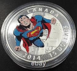 2014 $15.00 Pièce D'argent Fine Du Canada! Superman #419 Comics D'action! Boîte & Cao