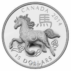 2014 15 $ Canada Année Du 1 Oz Cheval Fin Preuve Pièce D'argent (ogp / Aoc)