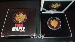 2014 1oz Fire Maple Canada Ruthenium & 24k Gold Glit Silver Faible Série #6