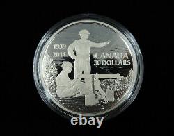 2014 2 Oz 30 $ Pièce D'argent Fin Canada 75e Anniv Déclaration De La Deuxième Guerre Mondiale 99,99 % Ag