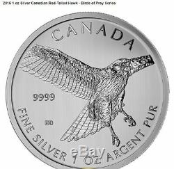 2014-2015 Canada Oiseaux De Proie Quatre 1 Oz. 999 Argent Coin Set Ecran Box